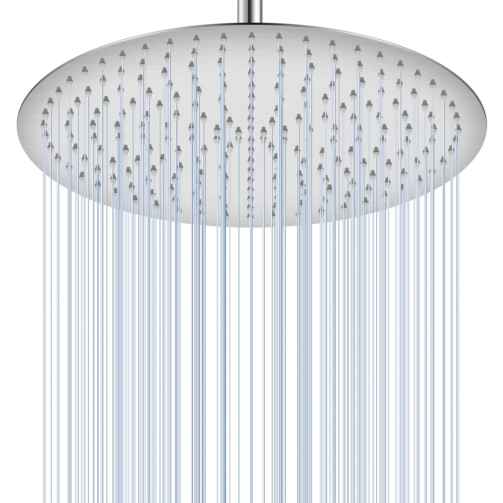 KINLIV 40 cm Round Rain Shower Head, Large Brushed Nickel, 16 Inch Waterfall Shower Head, Water-Saving, All-Metal 304 Stainless Steel, Ceiling Rain Shower Heads with 230 Anti-Clogging Silicone Nozzles