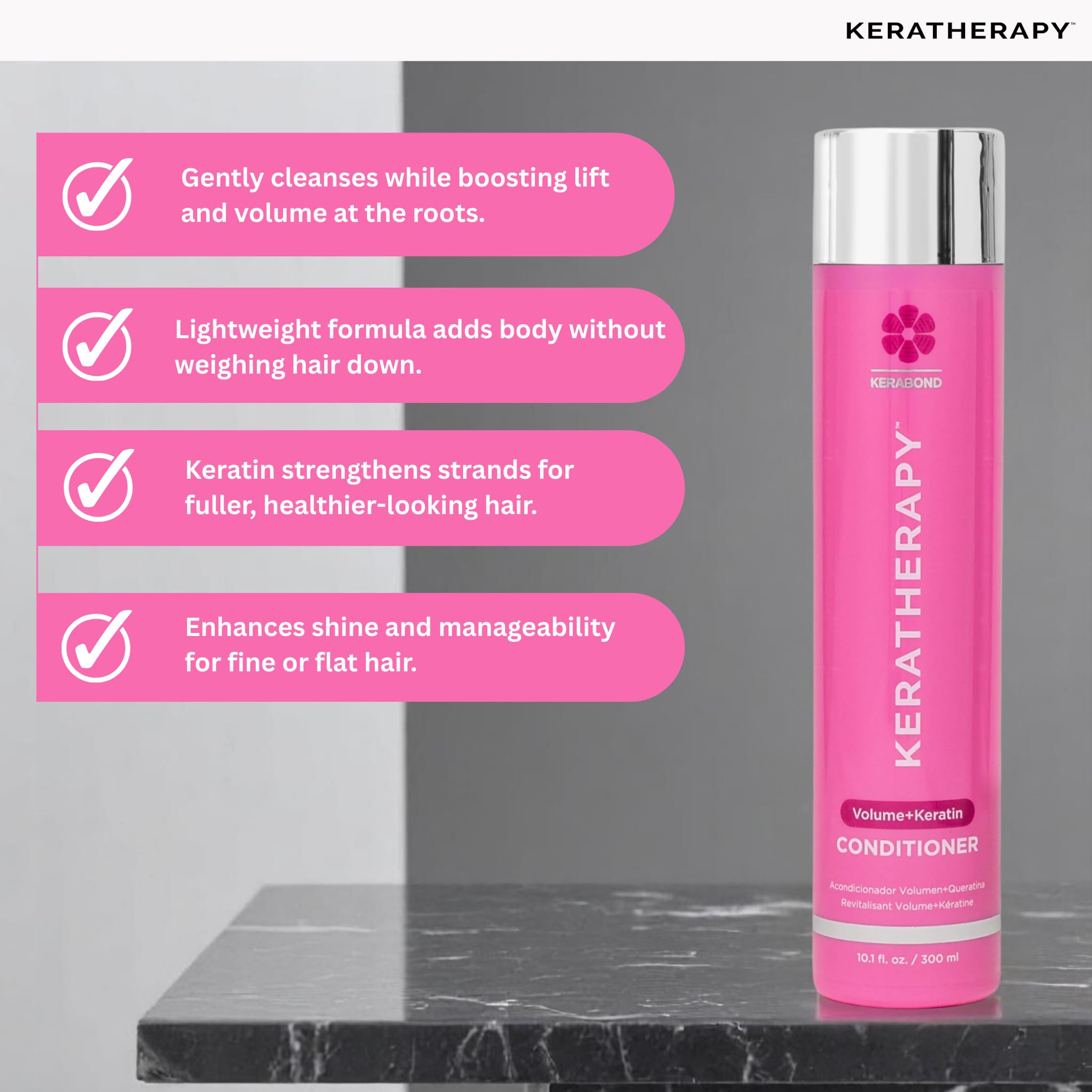 Keratherapy Keratin Infused Volume Conditioner, 10.1 fl. oz., 300 ml - Thin Hair Conditioner for Volume & Thickening - With Hemp Seed Oil, Indian Laurel Extract, Sea Kelp & Hydrolyzed Silk