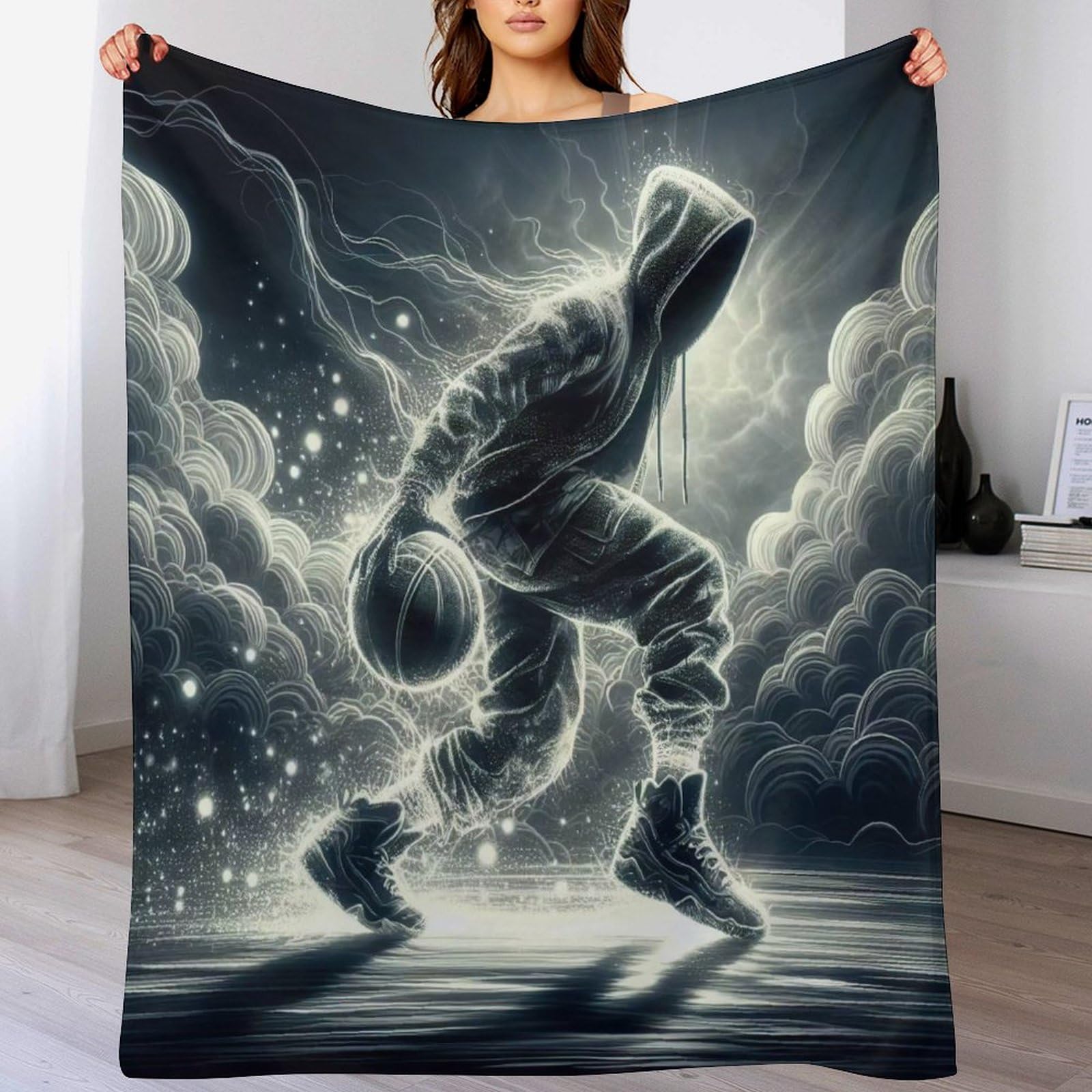 Couverture canapé basket-ball chaude en flanelle : plaid salon doux lit 130×180cm