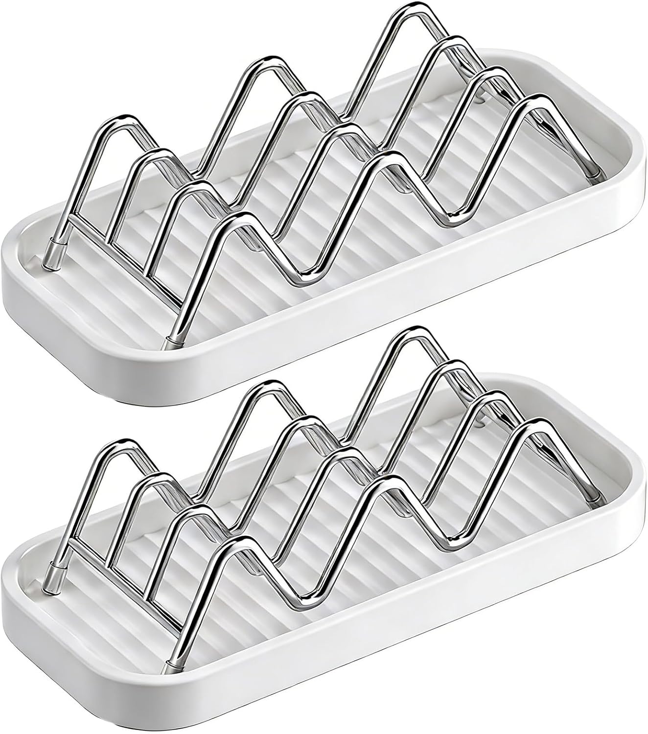 Stainless Steel Soap Dish for Shower 2 Pack Space-Saving Soap Holder with Drip Tray Bathroom Organizer for Sponge Scrubber Shampoo Bars 1.96in Wide