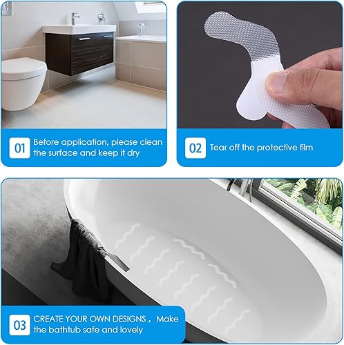 Miniatura 5 de AMIR 36 calcomanías antideslizantes para ducha, calcomanías antideslizantes para bañera con raspador premium para bañera, ducha, escaleras