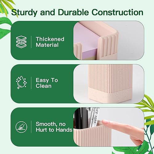 Miniatura 5 de Juego de 3 organizadores estéticos de escritorio y accesorios con soporte para bolígrafos, soporte para clip, soporte para notas adhesivas, soporte