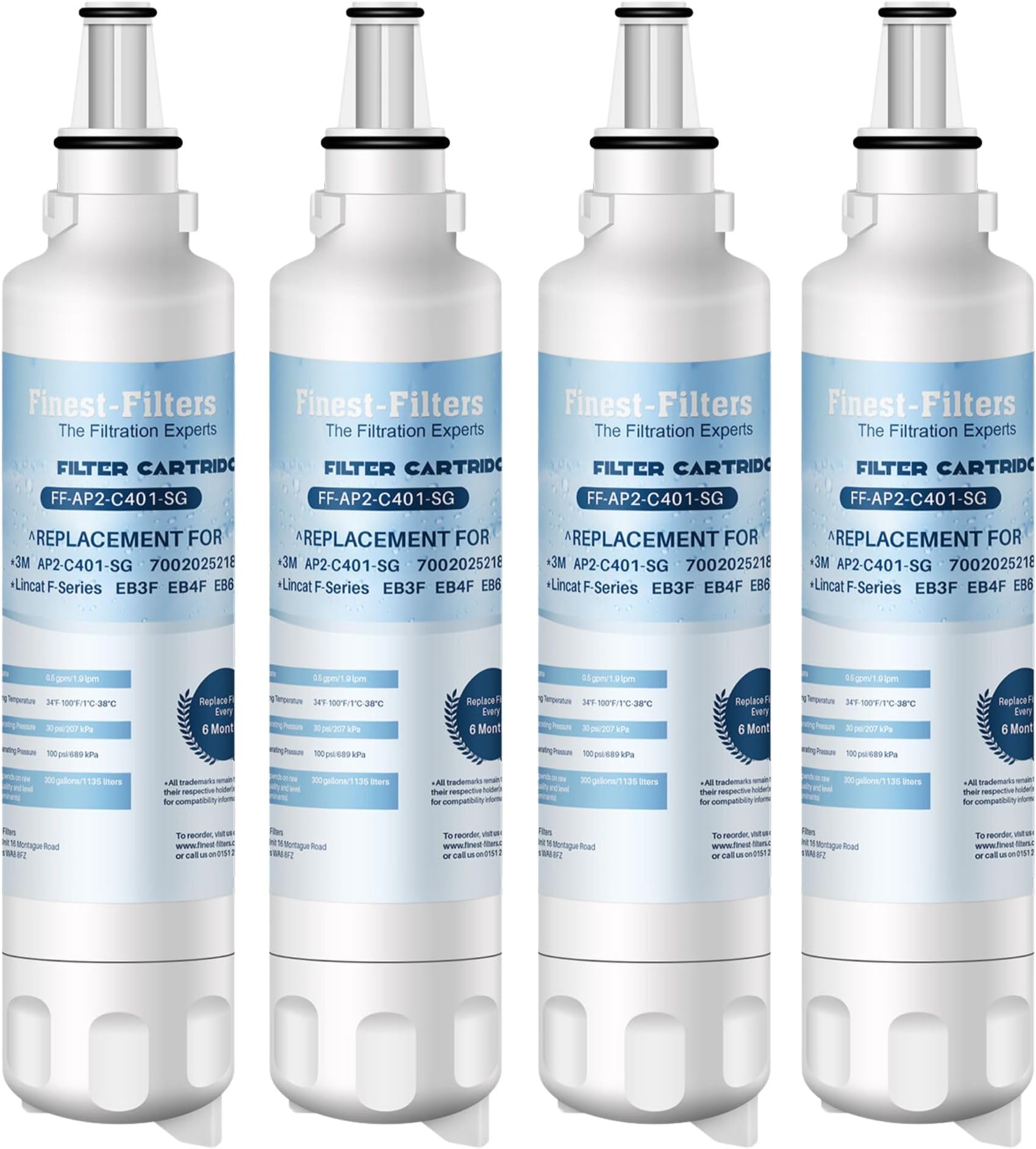 Water Filter Cartridge Compatible with FC-02 for Lincat AP2-C401-SG Filter EB3F EB4F EB6F F-Series Automatic Water Boilers Replacement Filter (4 Pack), 4FF-AP2-C401-SG