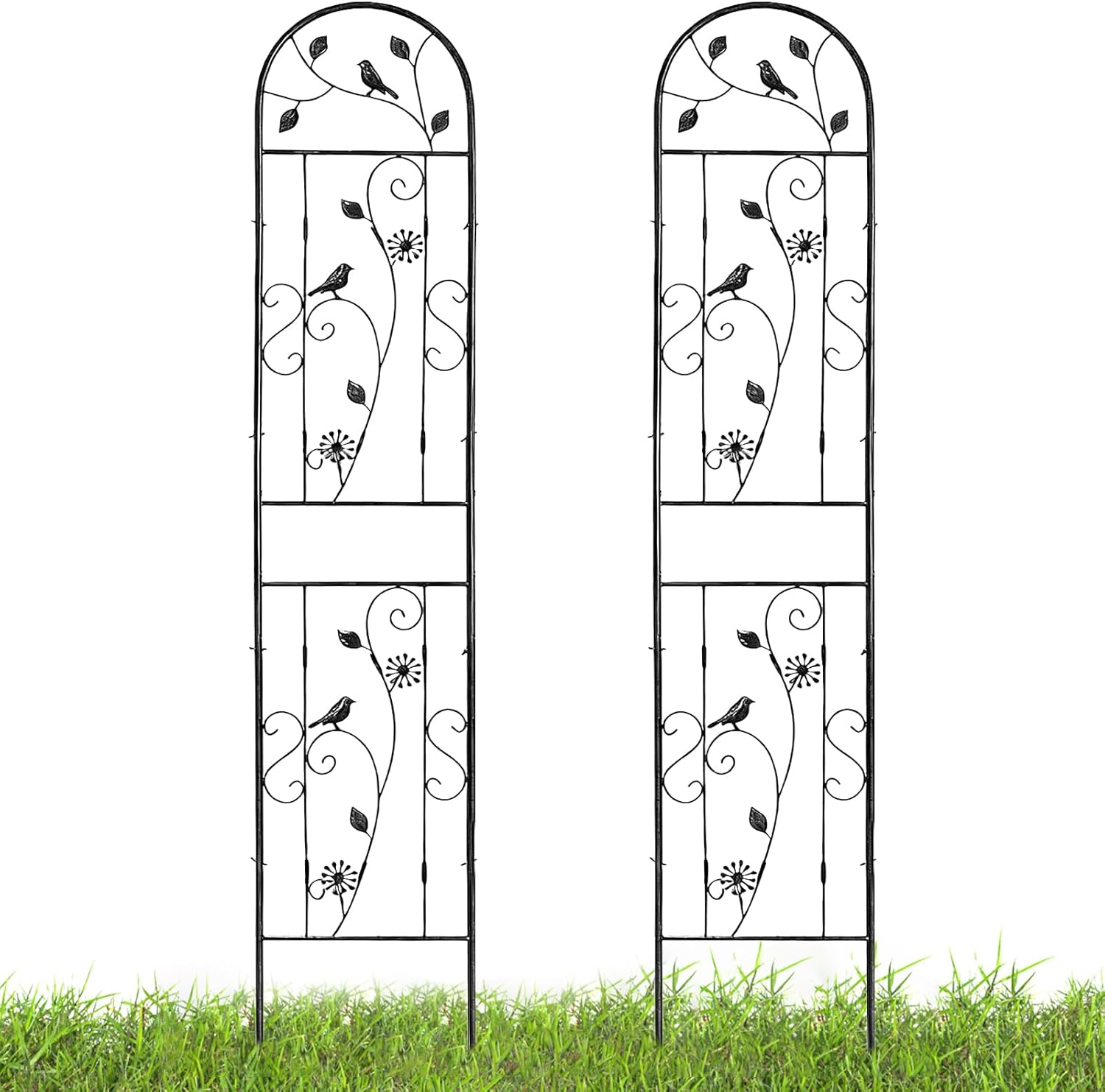 aboxoo Set of 2 Packs Bird Metal Garden Trellis for Climbing Plants,Outdoor Decorative Flowers Arch Fence Trellis for Outdoor Patio,Garden,Lawn,Yard,Backyard,Wall Brackets,60'' H x 11'' W