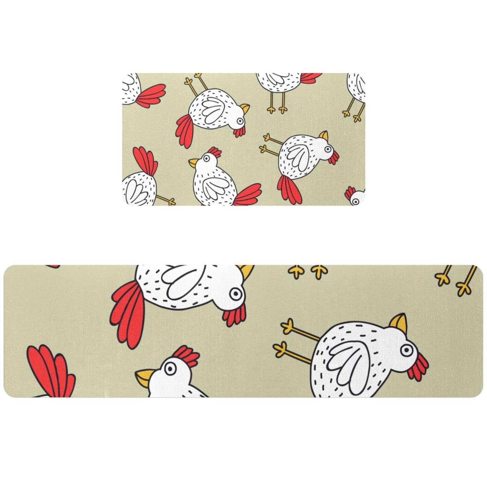 Tapete de cocina absorbente ideal para pasillo y cuarto de lavado con estampado de pollos