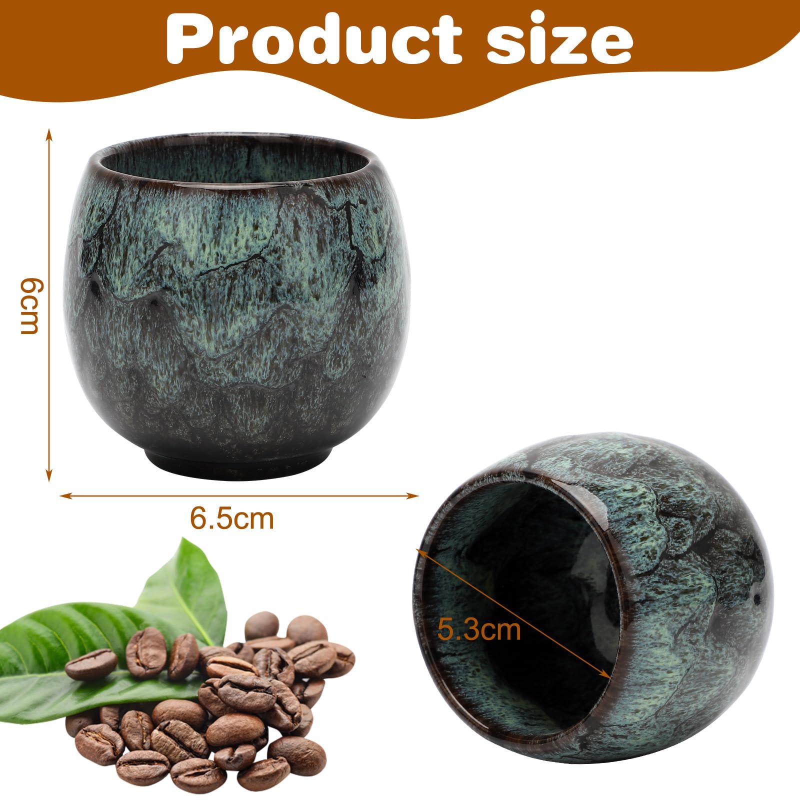 Juego de 5 tazas de café de 110 ml, minitazas de café moka sin asa, tazas de café pequeñas de cerámica, juego de mini tazas de espresso, regalo de cumpleaños para mujeres, hombres, mejor amiga