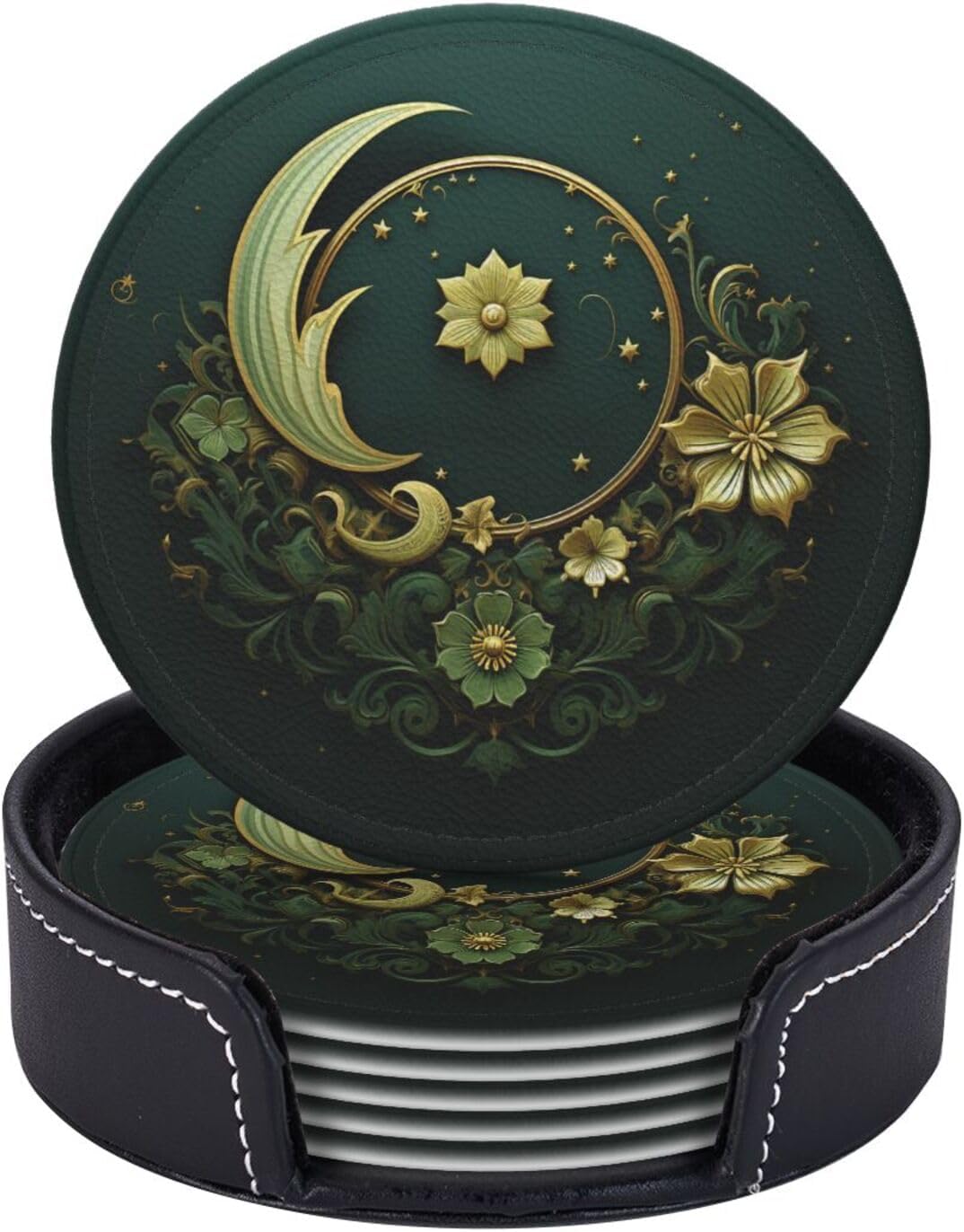 Leather Coasters for Drinks Round Drink Coasters with