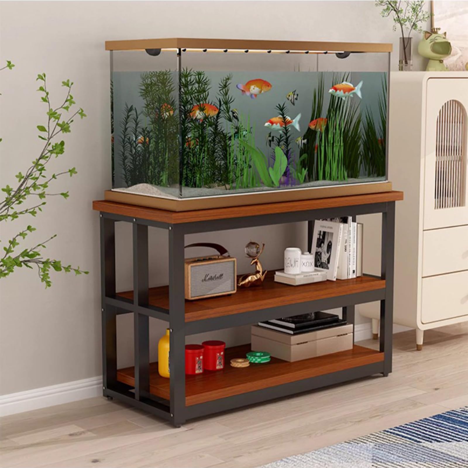 Metal Fish Tank Stand, 40-Gallon Aquarium Stand, Sturdy and Slip-resistant, Easy to Clean, Built to Last, Ideal for Offices and Living Rooms(Style E,100x40cm/39.4x15.7in)