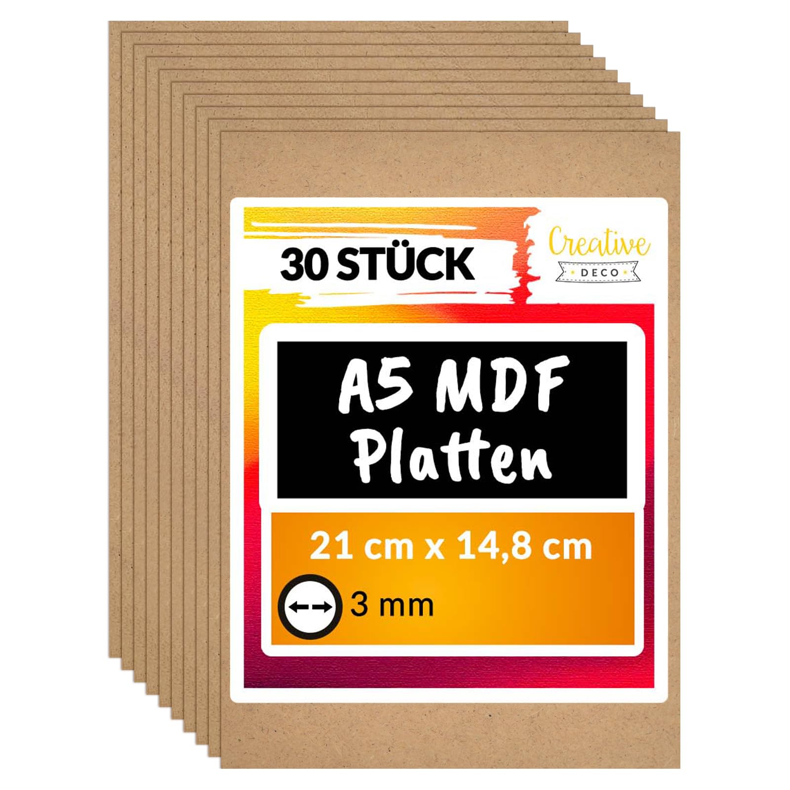Creative Deco MDF Platten 148 x 210 x 3 mm, 30-tlg