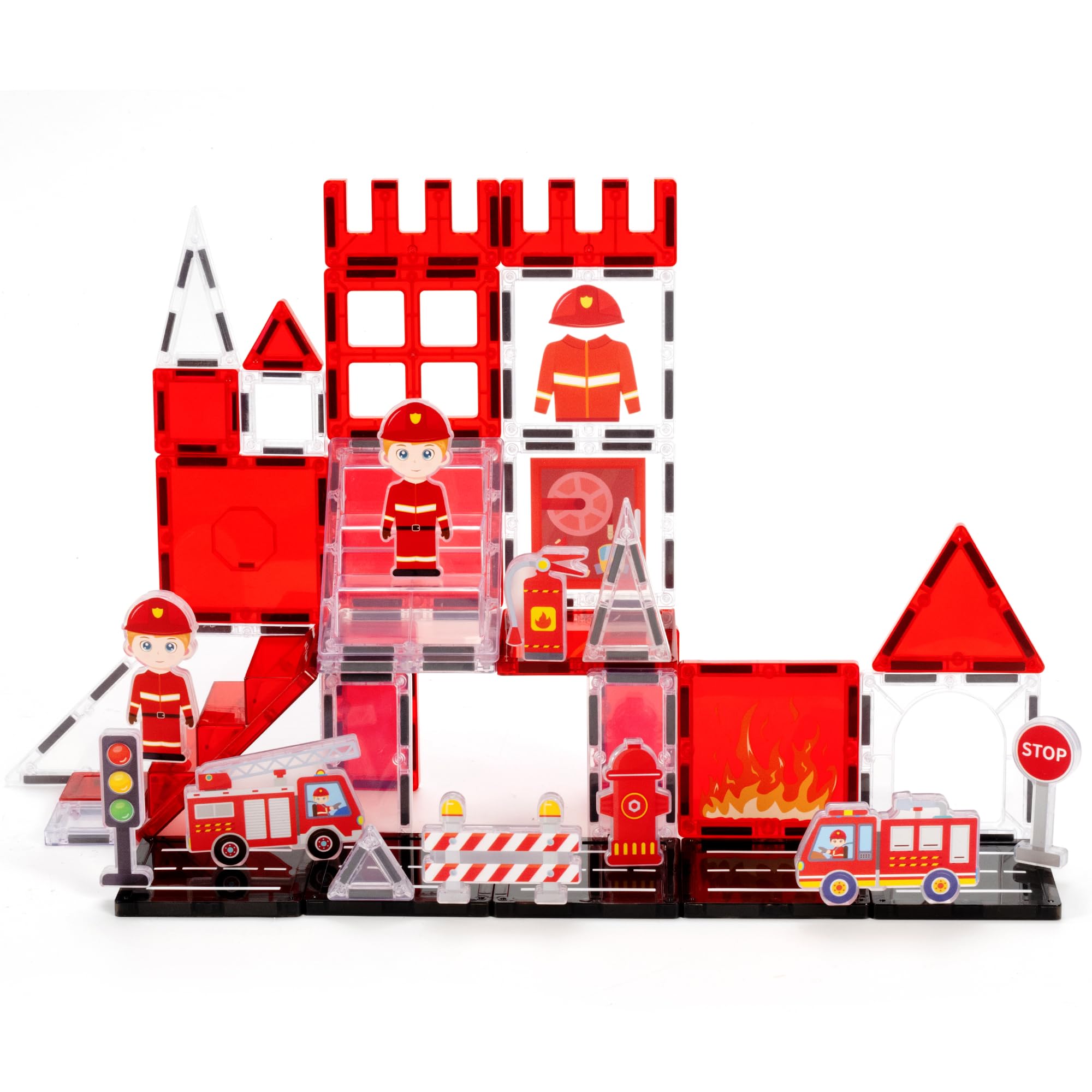 Amazon.com: cossy Magnetic Tiles Firefighter Set, Magnet Tiles