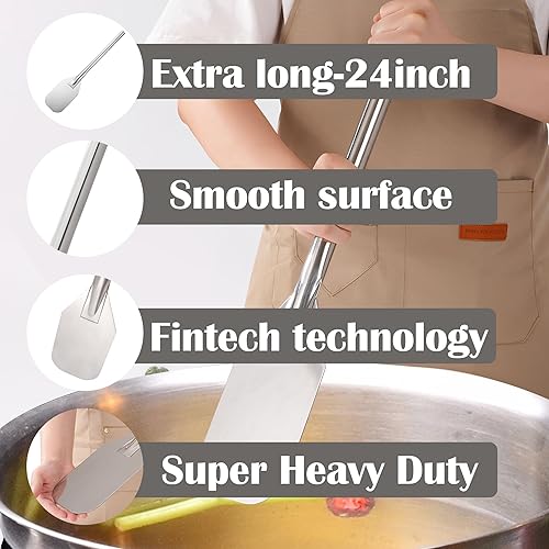 Miniatura 7 de Vivicreate Espátula extra larga de acero inoxidable  Cuchara grande de haya de 24 pulgadas para cocinar, mezclar, preparar cerveza en ollas grandes,