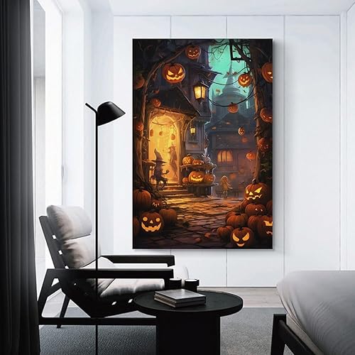Miniatura 3 de Arte de pared de Halloween, tienda mágica, ilustración, arte en lienzo, decoración de sala de estar, pintura, impresión de cuadros, póster de arte