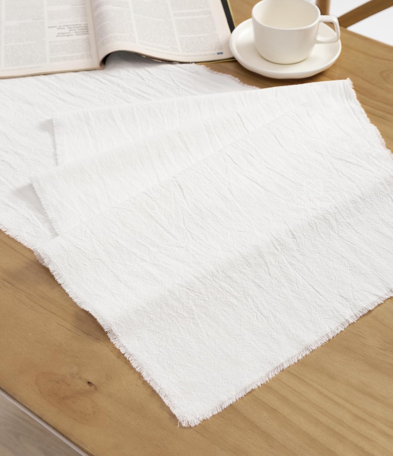 Vitalizart White Cotton Table Runner 14 x 72 Inches Long