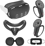 Deluxe 5 in 1 Silicone Accessories for Meta Quest 3, VR Protective Case Set for Oculus Quest 3, Controller Grip Cover, VR Shell Cover, Face Cover, Gifts for Christmas & Halloween (Black)