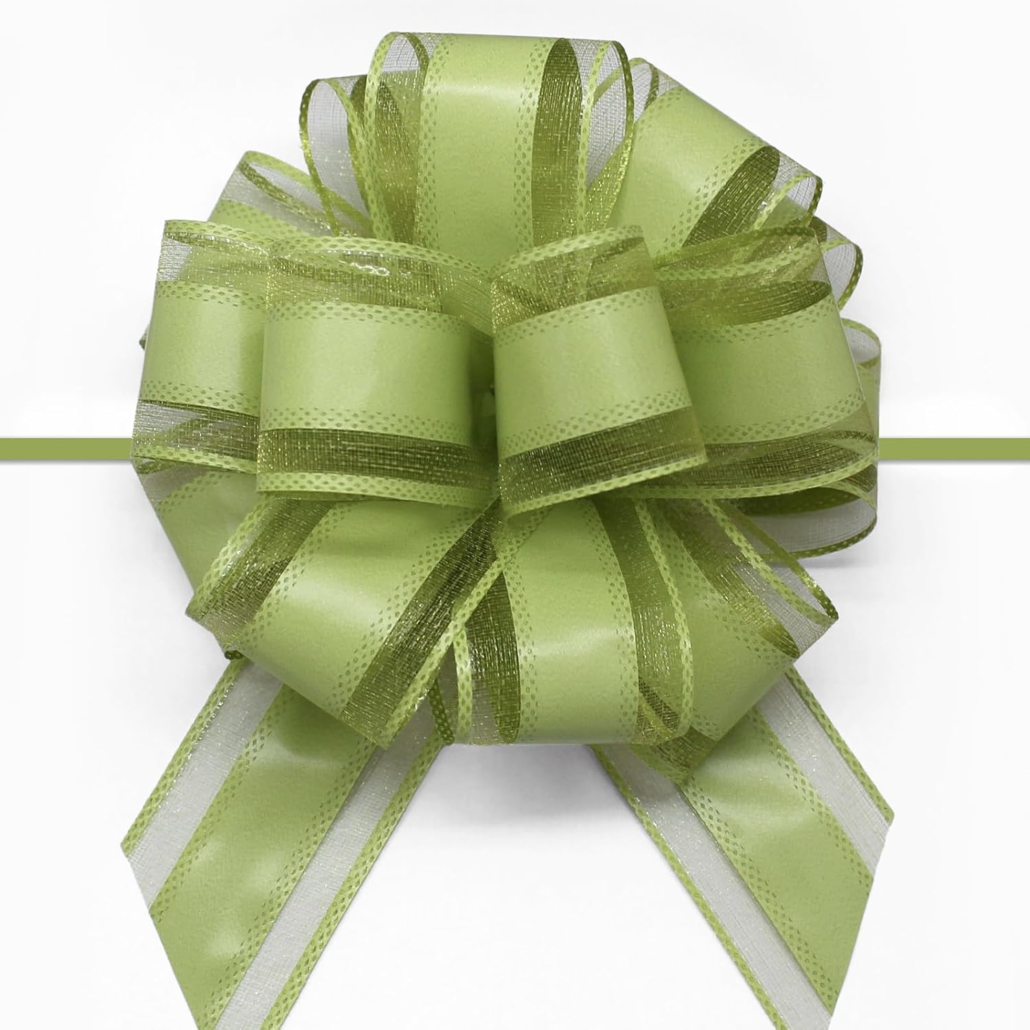 FQTANJU 5 PCS 6 Inch Large Pull Bows, Bean Green, Organza, Wedding, Birthday, Christmas, Valentine's Day, Special Occasions