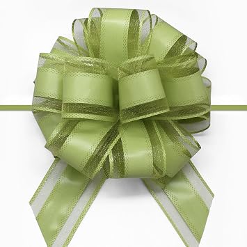 FQTANJU 5 PCS 6 Inch Large Pull Bows, Bean Green, Organza, Wedding, Birthday, Christmas, Valentines Day, Special Occasions
