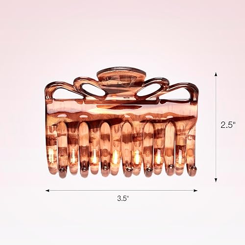 Miniatura 4 de Scunci by Conair - Pinza de mandíbula gruesa con agarre antideslizante, pinza para el cabello de garra, pinzas para el cabello de garra, tortuga, el