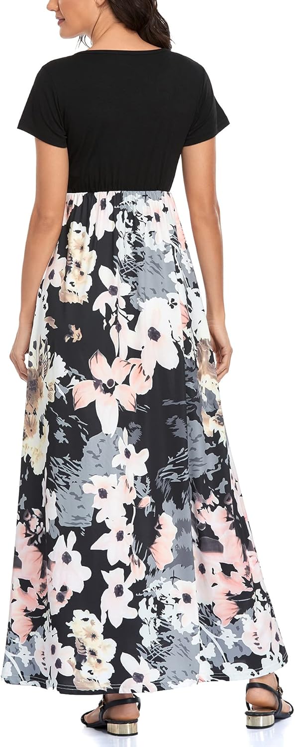 Mommy Jennie Women's Maxi Dresses Short Sleeve Long Casual Summer Sundresses - Image 3