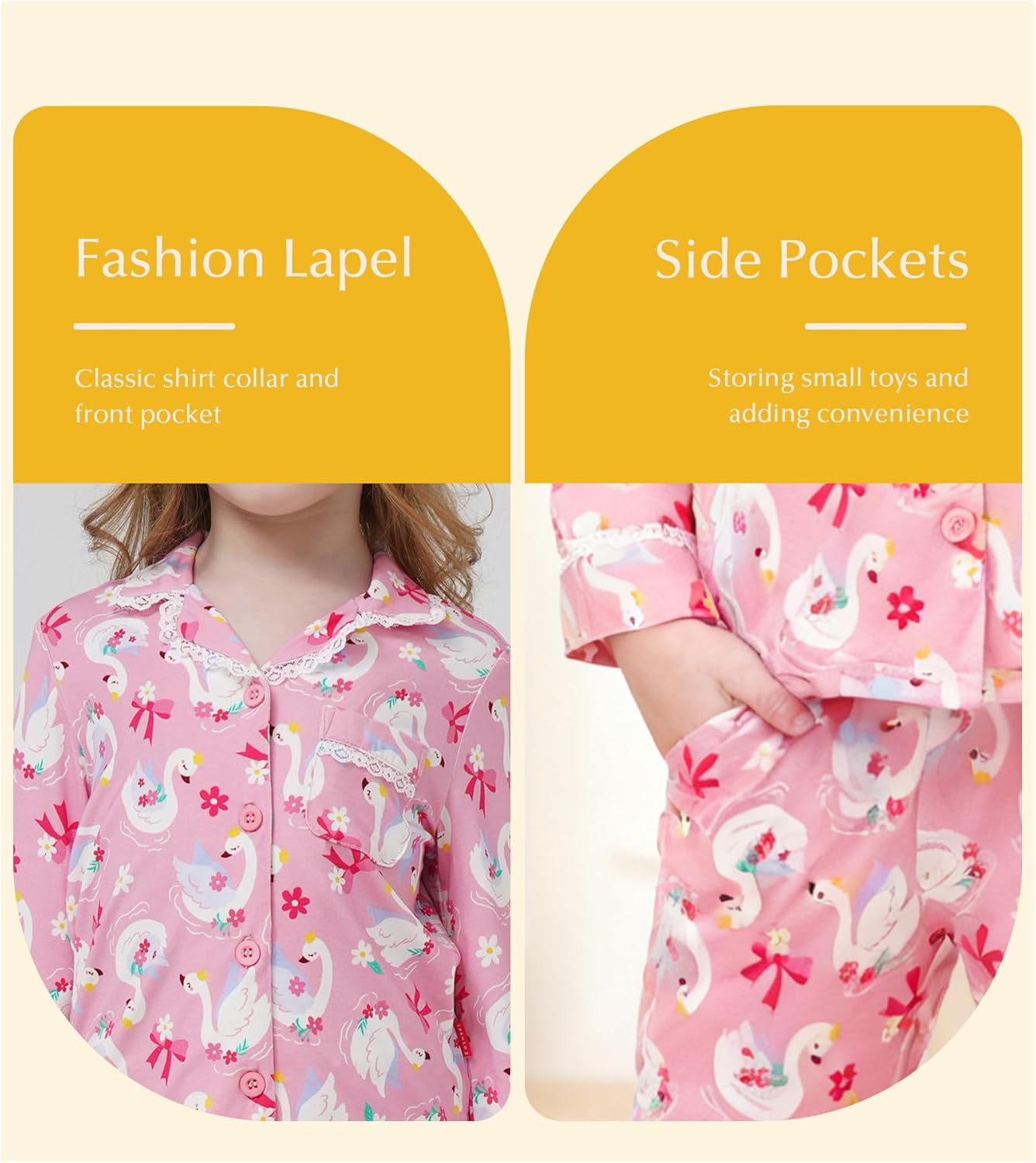 Toddler Girls' Bamboo Viscose Sleepwear Long Sleeve Button Down Girls' Pajama Sets - Image 3