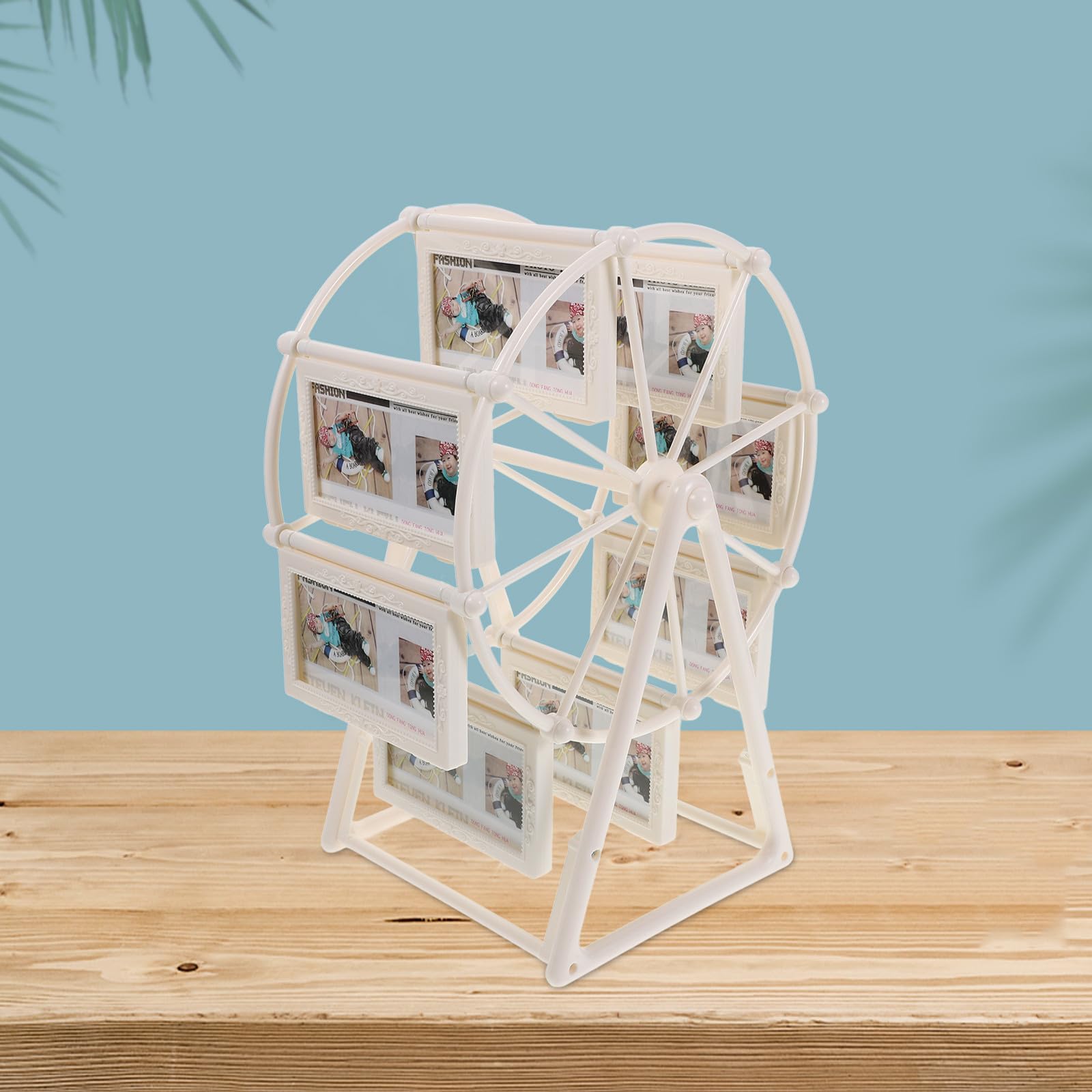 PACKOVE Drehbarer Riesenrad Fotorahmen aus Abs, Weiß, Tischdeko | Kreatives Design in Einzigartiger Form, Schützt Fotos vor Schäden, Passend für Schreibtisch und Weihnachten