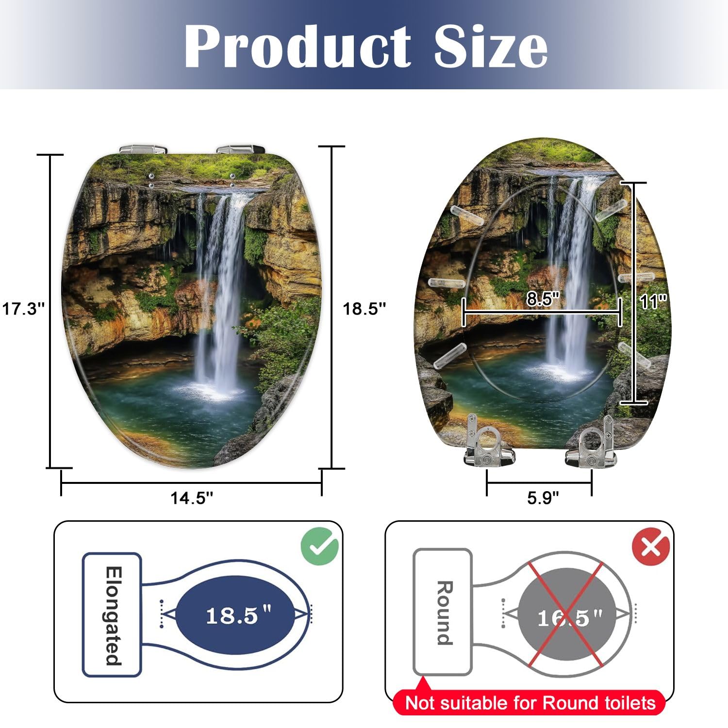 Miękkie zamykanie wydłużone siedzisko toaletowe - Resin Slow Quiet Close Lid with Quick-Release Hinges, Cover Bumpers, Easy Clean and Installl