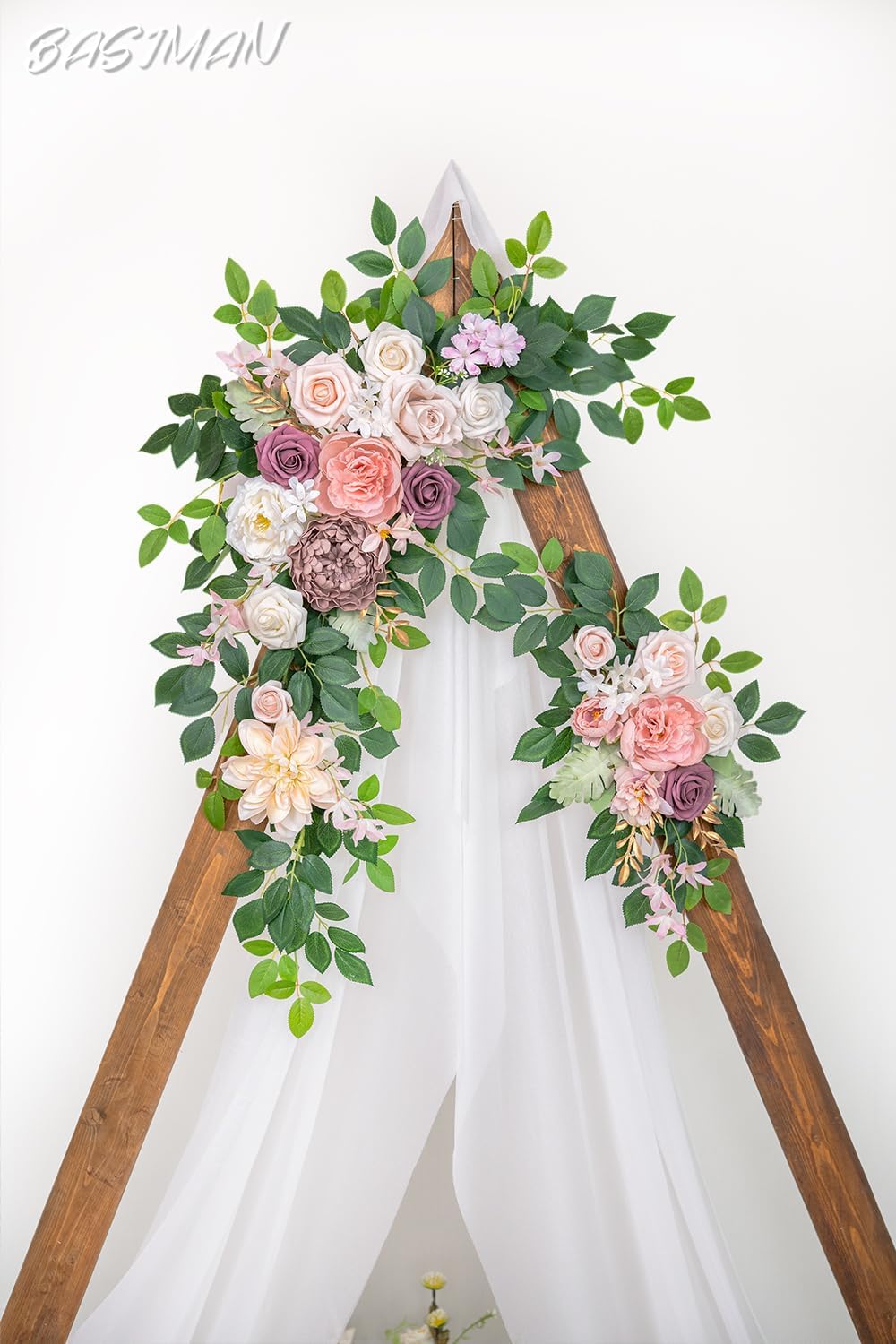 Arch Flowers with Drapes Kit (Pack of 3) for Wedding Ceremony Arbor and Reception Backdrop Decoration Wedding Welcome Signs Floral Birthday Party Decoration