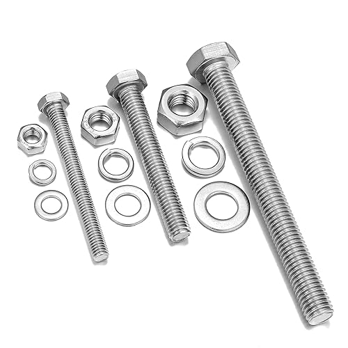 Miniatura 6 de Kit surtido de 164 tuercas y pernos de cabeza hexagonal M6M8M10, tornillos plateados de acero inoxidable 304 para tuercas de hardware resistentes,