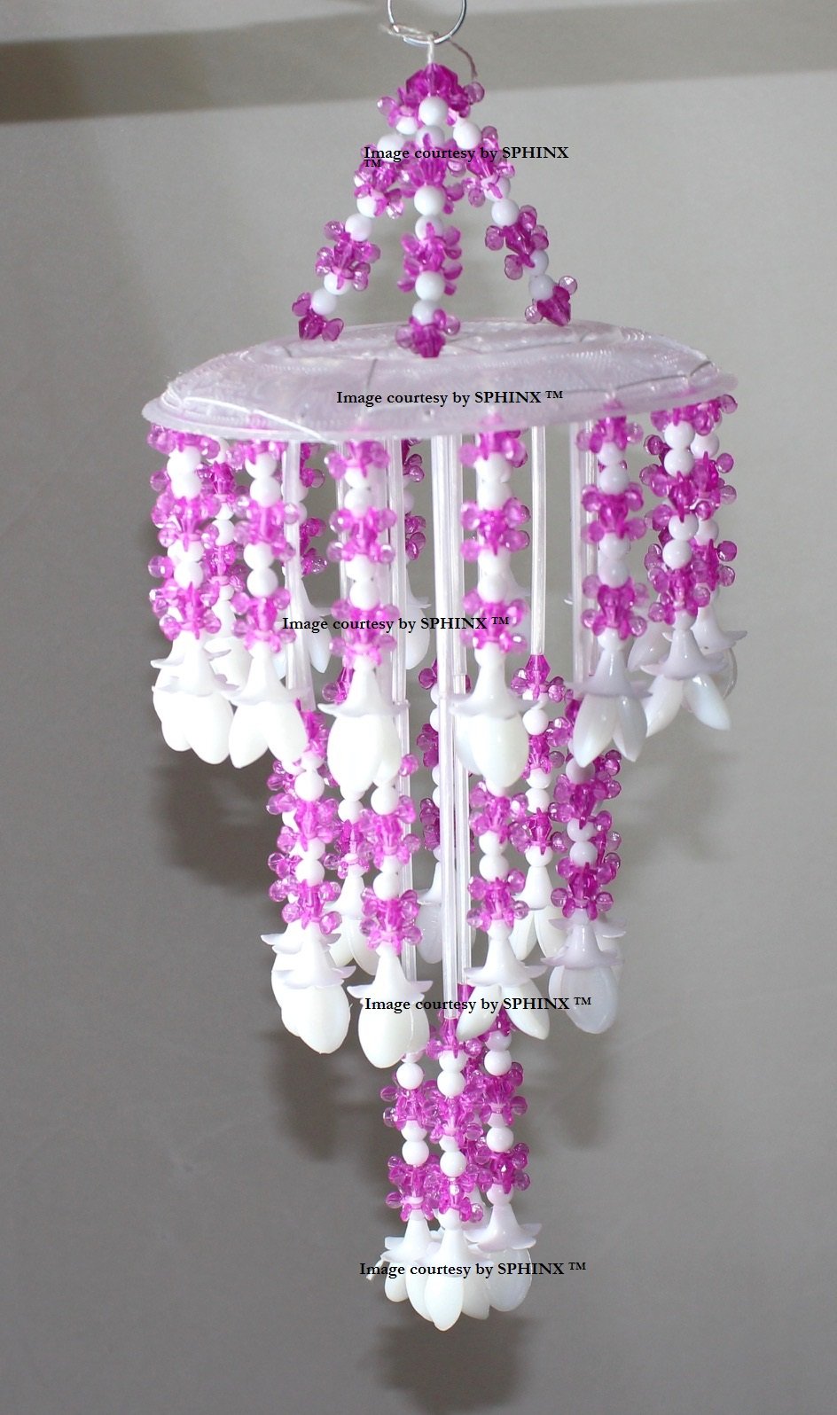 SPHINX Multicolored Plastic Crystal Small Decorative Jhoomar (Chandelier) - Color as per stock - 1 Piece