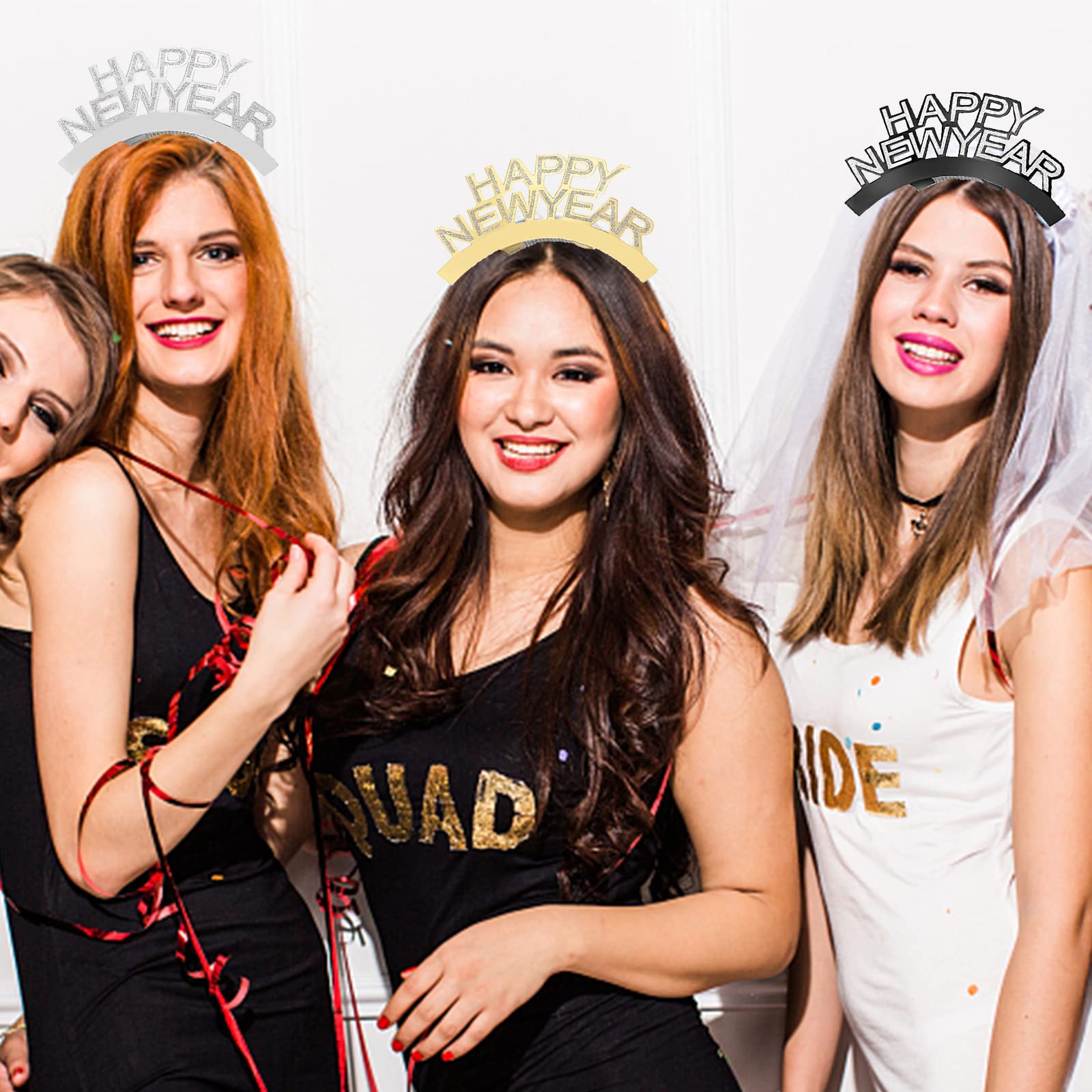 6 Stück Silvester Haarreifen 'Happy New Year 2025' – Glitzer Stirnbänder Für Party, Fotoshooting & Karneval