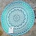 Green Ombre Mandala Round Roundie Beach Throw Tapestry Hippy Boho Gypsy Cotton Table Cover Round Yoga Mat 70"