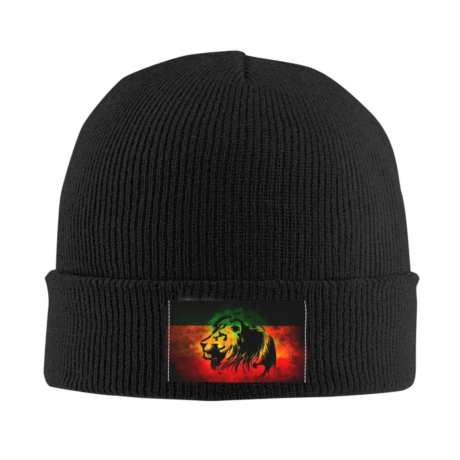 KKRMTUG Jamaican Lion Flag Beanie Hat for Women Men Jamaica Knitted Hat Winter Warm Hats Soft Stretchy Ski Beanie Cap Unisex Skull Caps