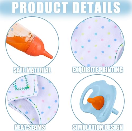 Miniatura 3 de Shappy El juego de 10 accesorios para muñecas de bebé incluye botellas de leche y jugo que desaparecen, chupete, baberos, pañales, juego de