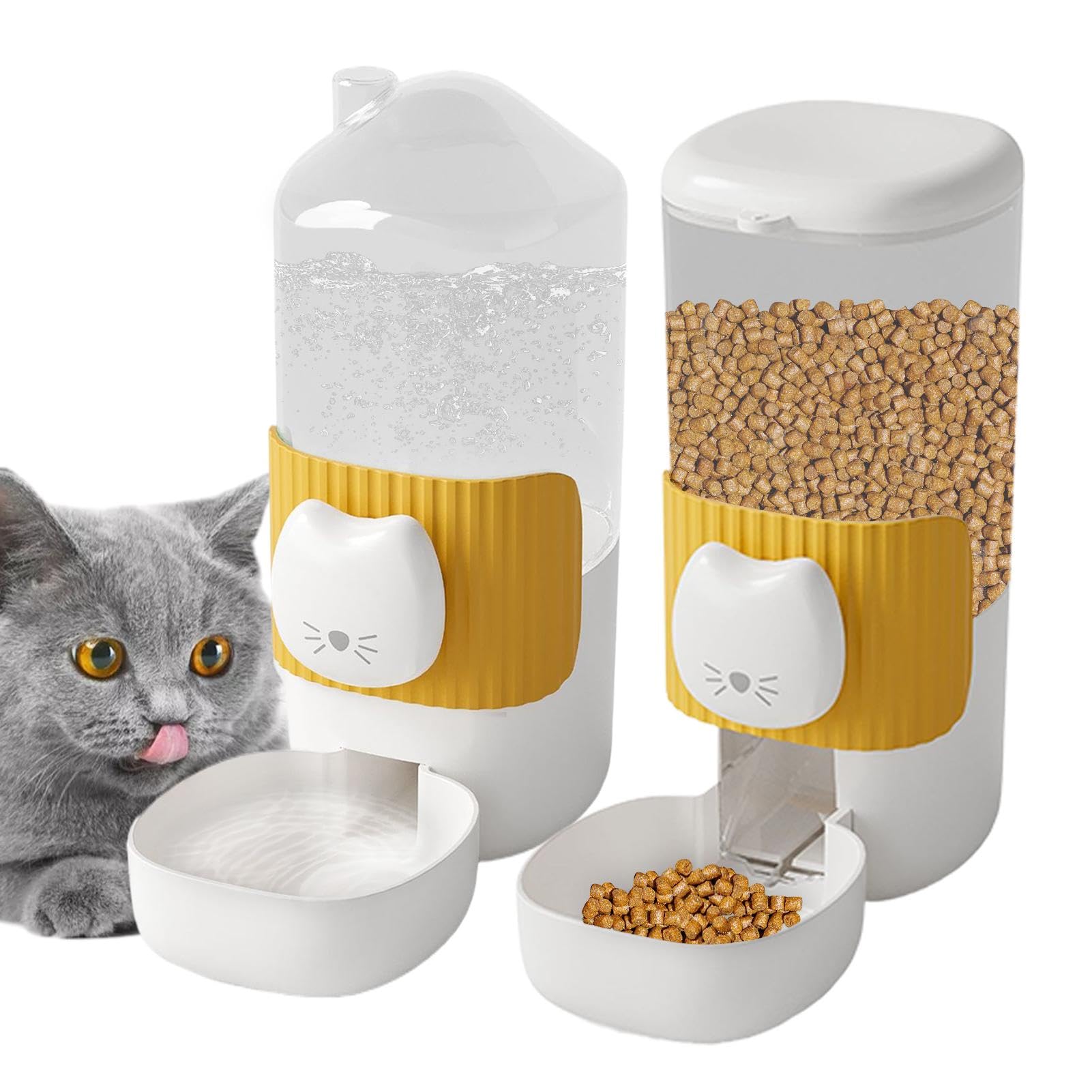 Mangeoire et distributeur d'eau pour chat et petit chien - Station de nourrissage double