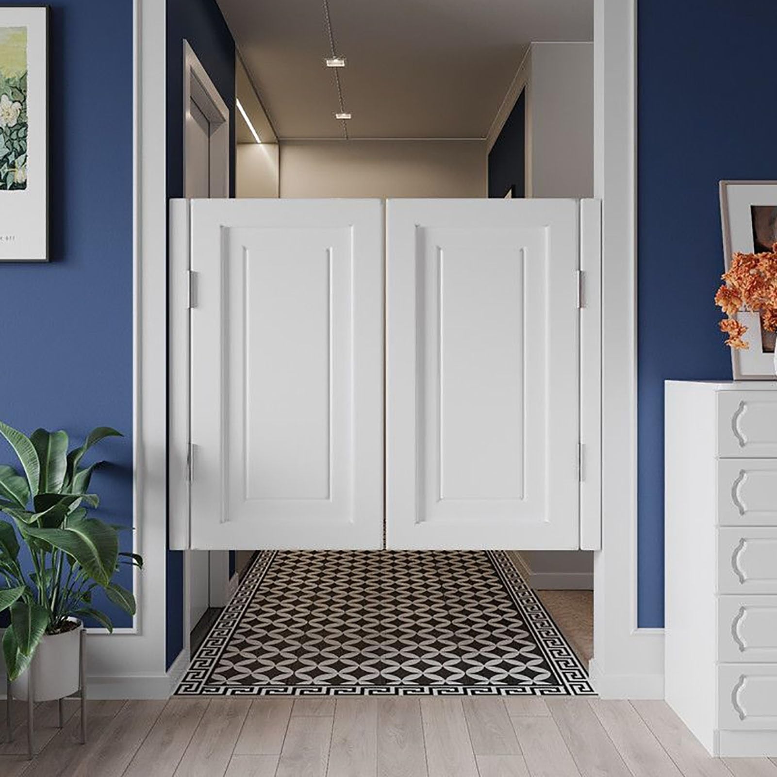 Portes battantes en bois massif avec fonction de fermeture automatique pour cloisons intérieures, portails pour animaux domestiques, comptoirs de magasin – Durable, facile à installer, parfait pour un