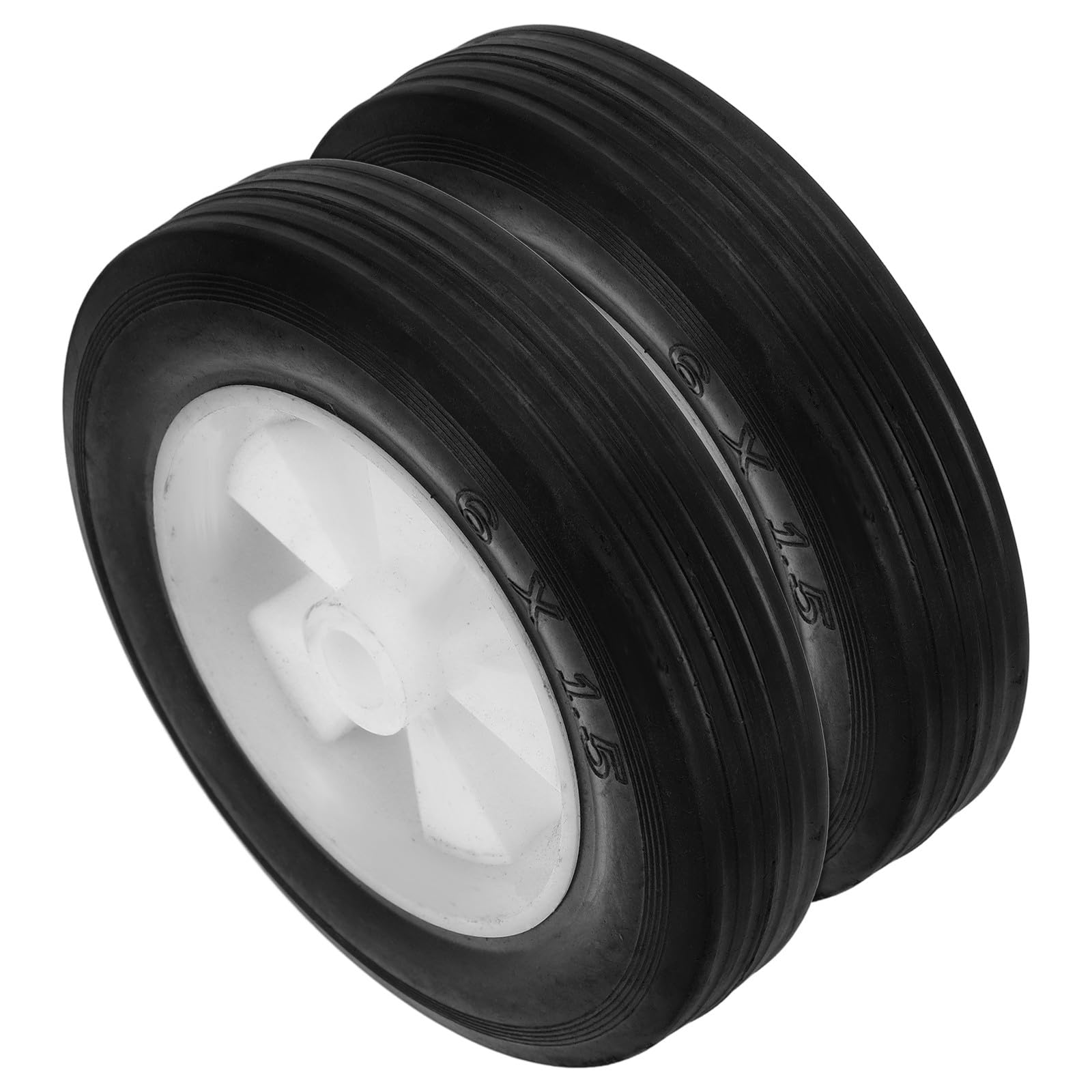 Veemoon 2 Ruedas de Caucho Sólido Silenciosas de 6 Pulgadas para Cortacésped Accesorio Resistente para Herramientas de Jardín Repuesto Compatible para Ruedas Delanteras Uso Exterior y
