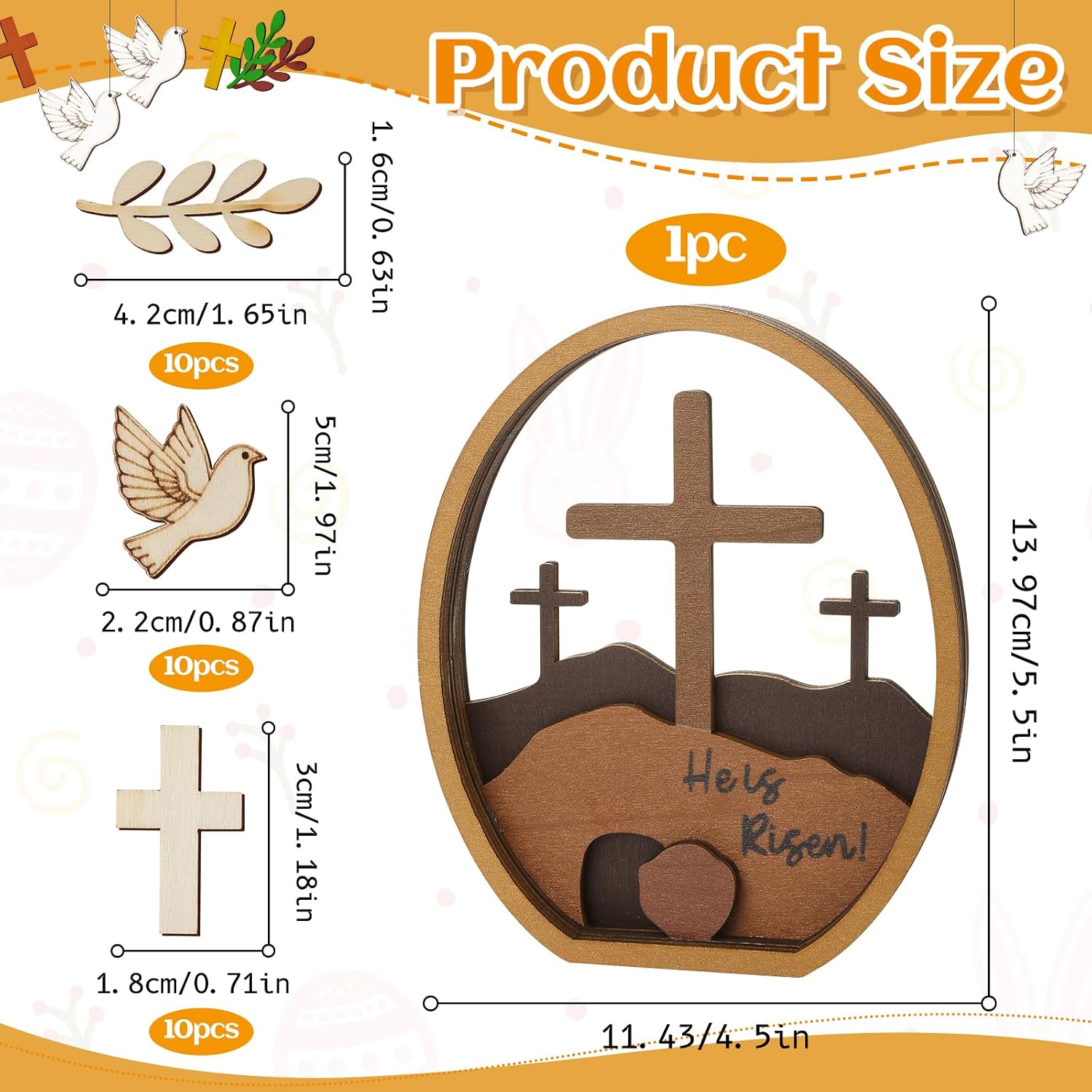 He is Risen Decor Wooden, Christian Easter Decor, Empty Tomb Scene and Cross Decoration, Easter Resurrection Scene, Jesus Nativity Scene Decors for Religious Home Mantels Tabletop Christian Gifts
