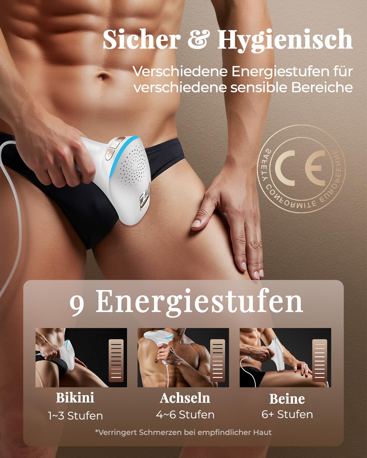 IPL Geräte Haarentfernung Laser 3-in-1 Haarentfernungsgerät 9 Energiestufen 17.6J 999,900 Lichtimpulse Ganzkörperbehandlung