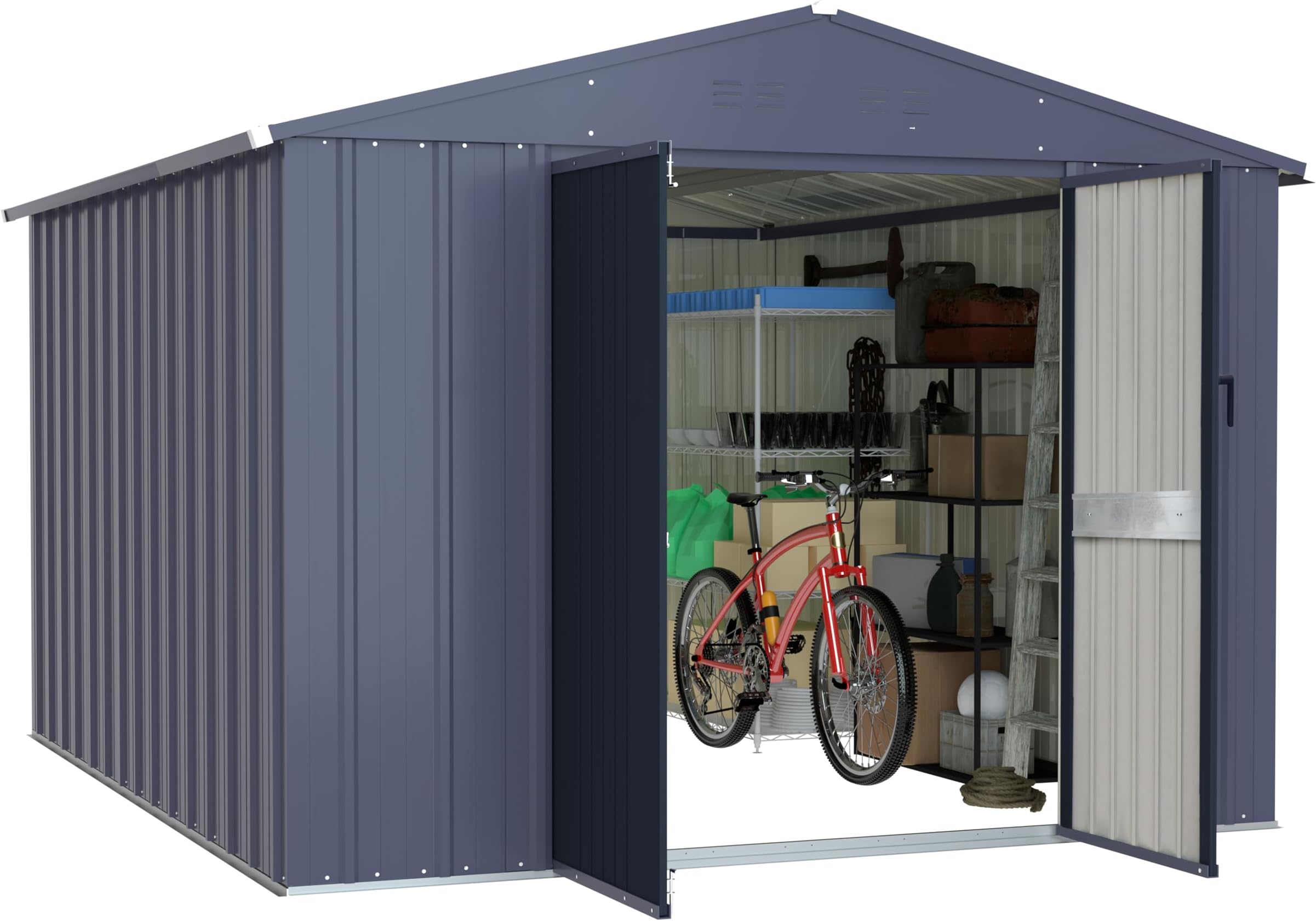GUNJI 10 x 8 FT Shed Outdoor Storage Shed Metal Garden