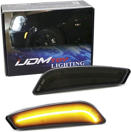 iJDMTOY Kit de luz LED frontal frontal ámbar con lente ahumada compatible con Cadillac CTS 2003-07, alimentado por LED 30-SMD, reemplaza las