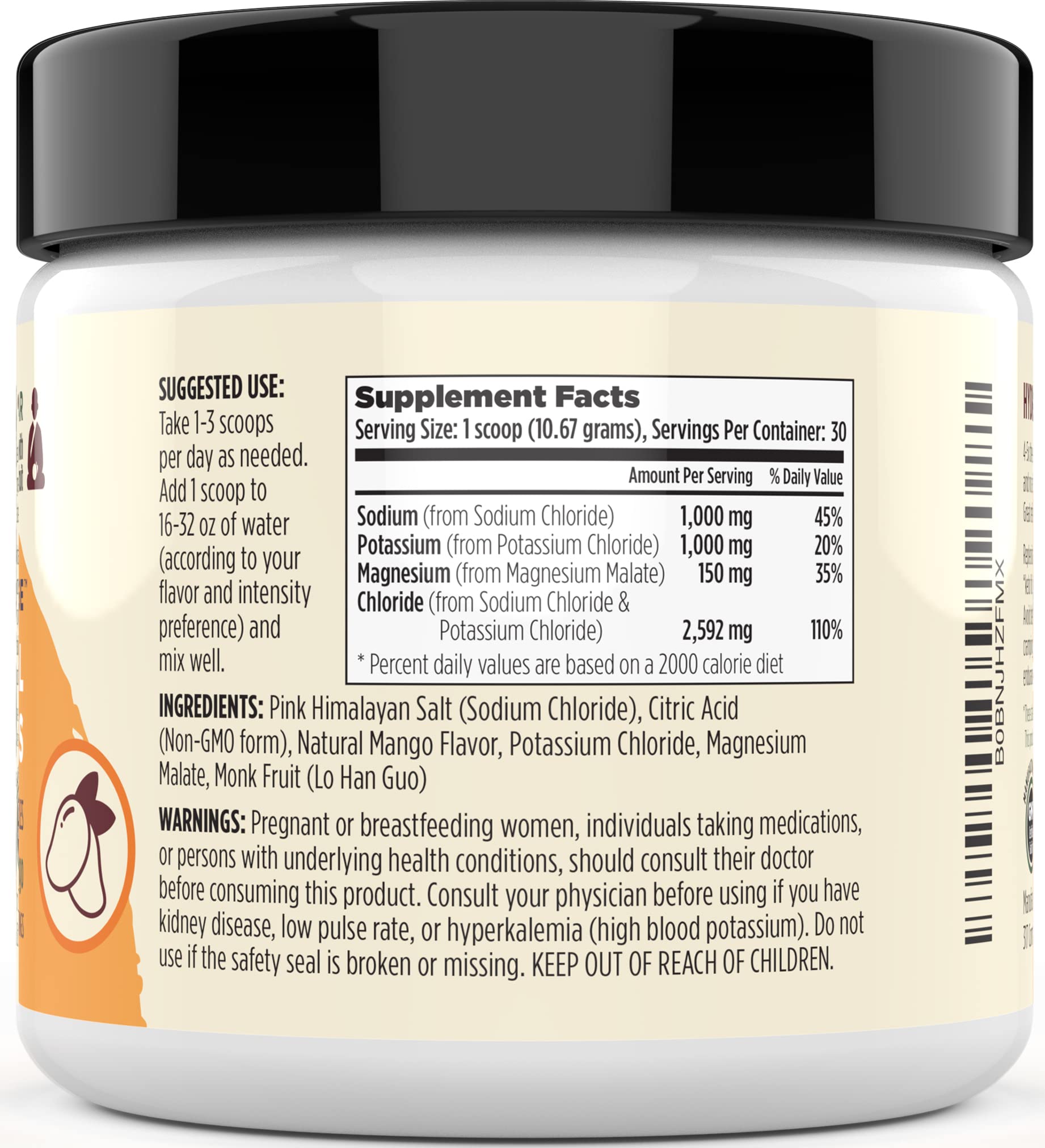 Keto Electrolyte Powder & Hydration Supplement | 1000mg Potassium & Sodium, 150mg Magnesium | No Sugar & Stevia, Sweetened with Monk Fruit Only | Natural Mango (30 Servings) — Amazon image 4