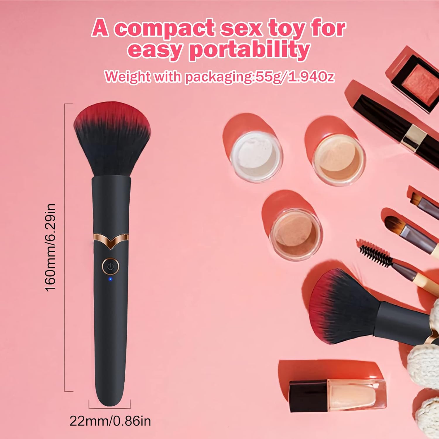 Vibrator for Precision Clitoral Stimulation, Discreet Rechargeable Make Up Brush Vibe with 10 Vibration Modes Waterproof Nipple G-spot Stimulator Sex Toys for Women