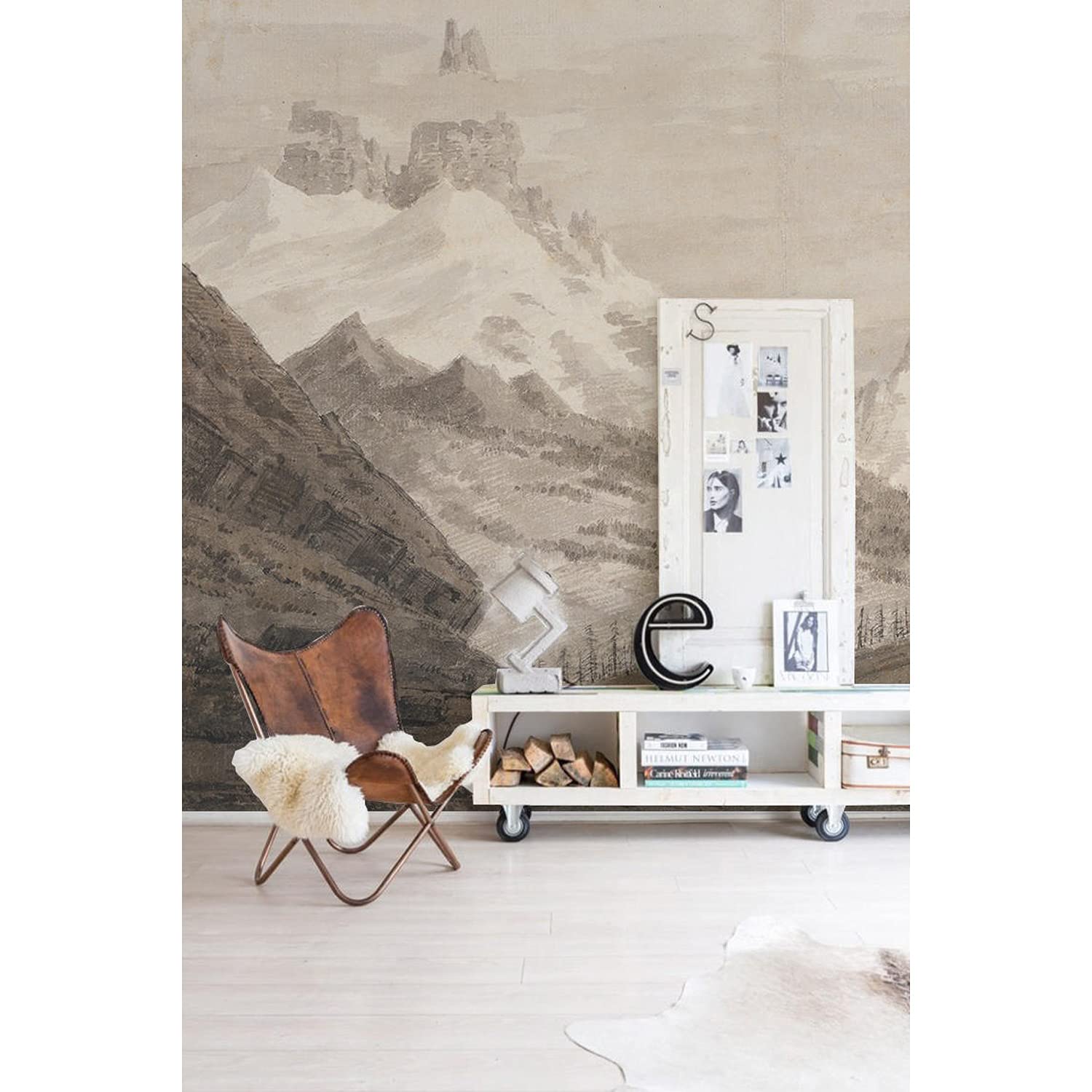 Stickers muraux vintage montagnes pour créer une ambiance naturelle dans votre chambre L