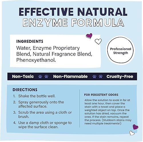 Miniatura 8 de Pawstruck Eliminador de manchas y olores de mascotas de fuerza profesional, solución de limpieza enzimática natural para perros y gatos, eliminador