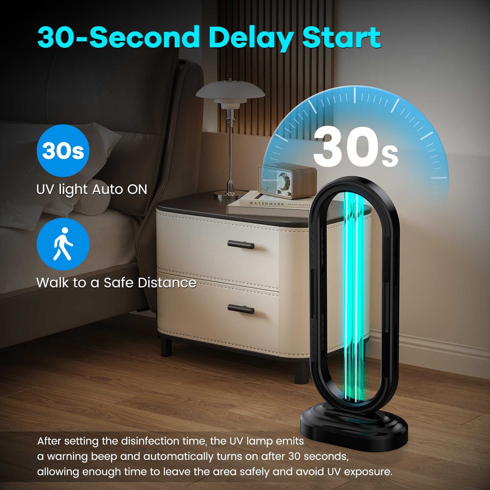 Desinfectante de luz UV, lámpara ultravioleta con control remoto para chinches y ácaros del polvo, dispositivo de desinfección del hogar, lámpara UV para el hogar, habitación y cocina, luz