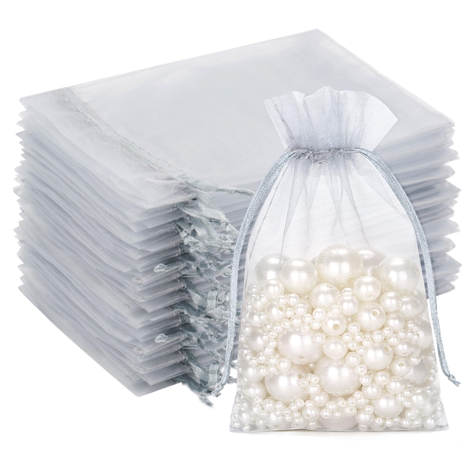 G2PLUS 100 Stück Organzasäckchen, Geschenk Organzabeutel, Hochzeit Organza-Beutelchen mit Kordelzug Sie als Hochzeit Bonbonsbeutel, Schmuckbeutel, Geschenkbeutel