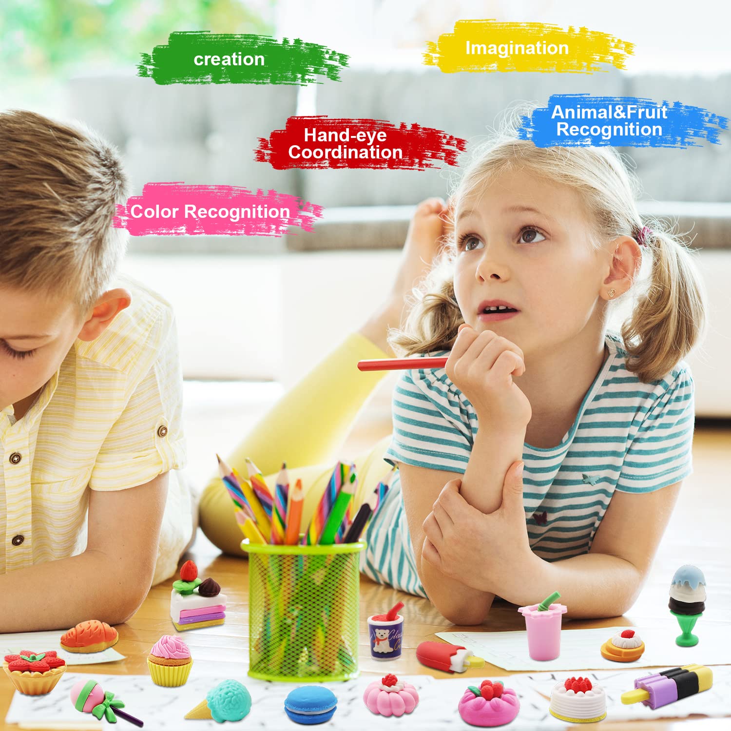 Gomme fantasia, 30 pezzi gomme carine, gomma bambino, gomma fantasia, adatto per compleanno festa dei bambini Festival Capodanno Natale (diversi stili, selezionati a caso)