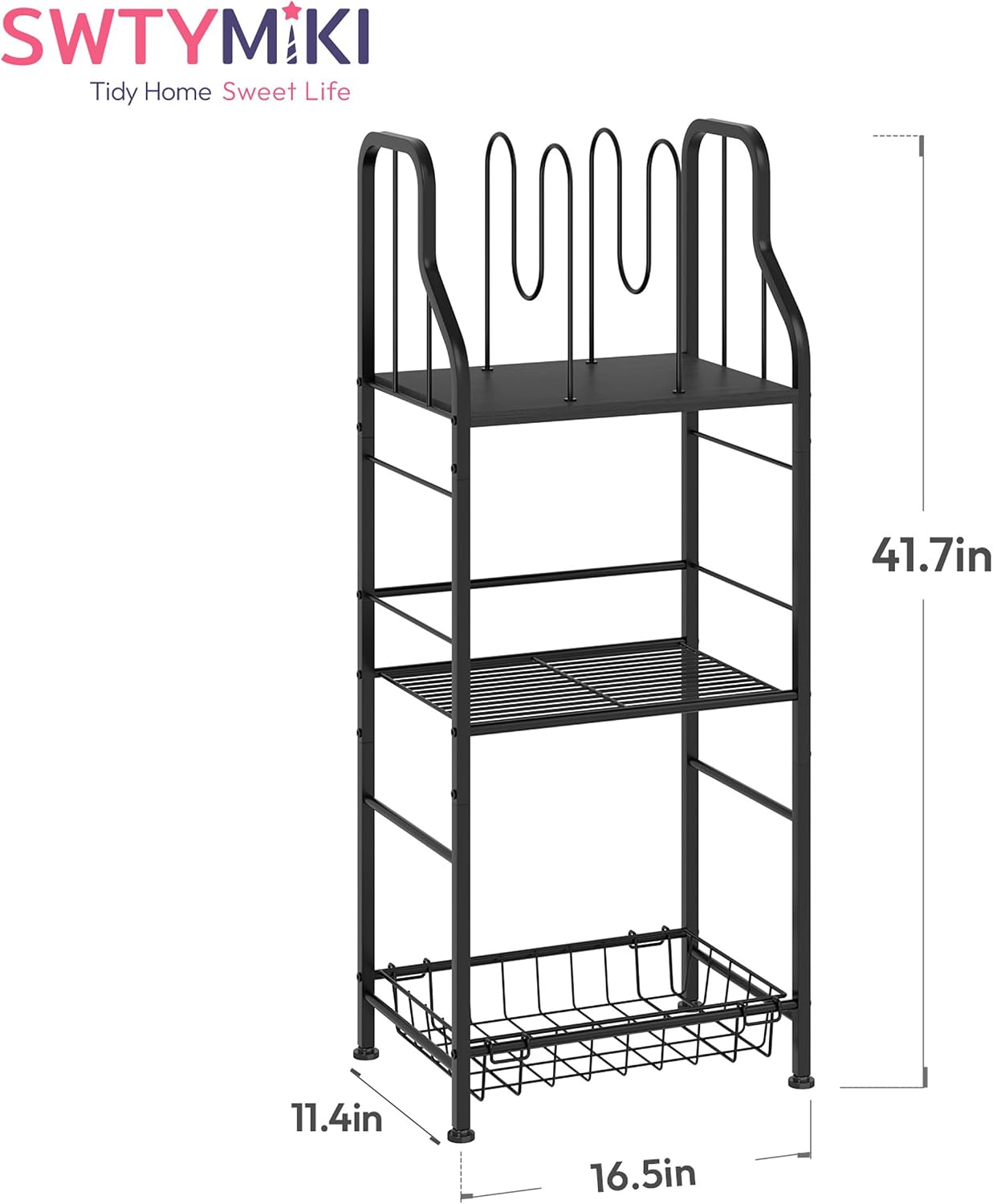 SWTYMIKI Free Standing Towel Rack - 3 Tier M-Shaped Detachable Dividers Towel Shelf for Bathroom, Durable Metal Pool Towel Holder, Modern Space-Saving Bath Towel Storage Organizer image 5