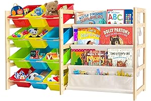 Gray Kids Bookshelf with 12 Storage Bins