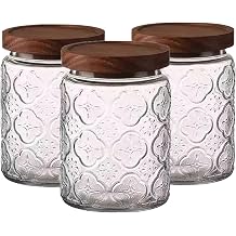 Tea, Coffee and Sugar Canisters, Set of 3 Glass Jars with Airtight Lids