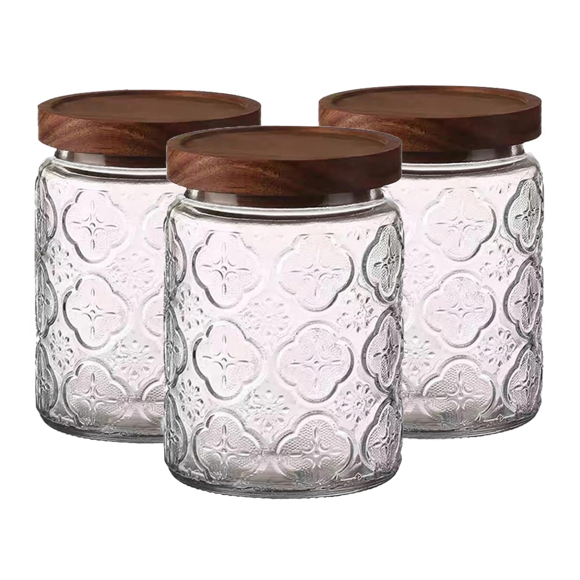 Bigingjia Tea, Coffee, Sugar, Canisters - Decorative Kitchen Food Storage,Storage Canister Airtight Lids,Glass Jars for Sugar Coffee Tea,Kitchen Organization Set of 3